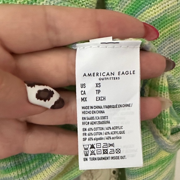 AMERICAN EAGLE OUTFITTERS | Y2K Green & Yellow Blouse with Bell Long Sleeves - Picture 10 of 15